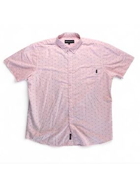 Molokai Surf Co Mens XL Pink Geometric Diamond Print Short Sleeve Button Down